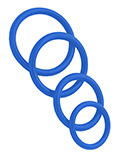 Pierścienie na penisa z gumy 4-Pak - Niebieskie