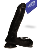 Penis Dildo Push z przyssawką - 21.5 cm - czarne