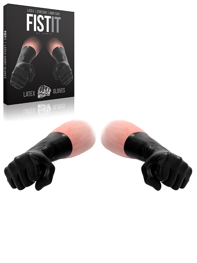 Lateksowe rękawice do stymulacji analnej FistIt - czarne