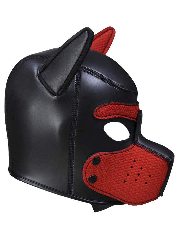 Puppy Play Dog Mask - Black/Red