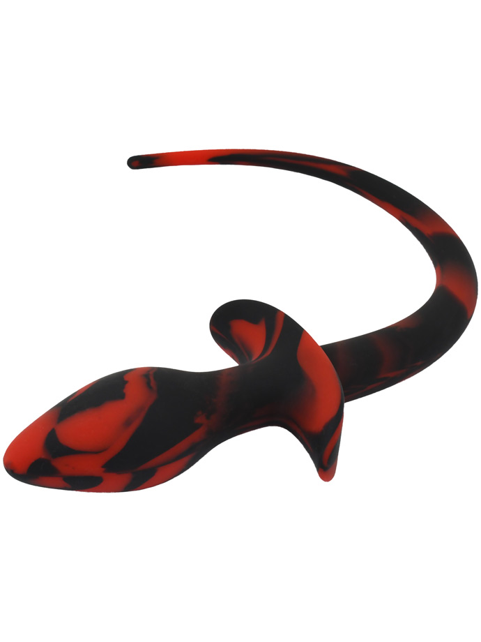 Puppy Play Silicone Tail Anal Plug - Red/Black