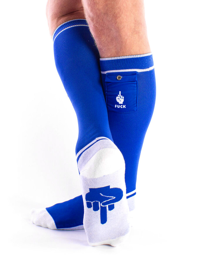 Brutus Fuck Party Socks with Pockets - Blue/white