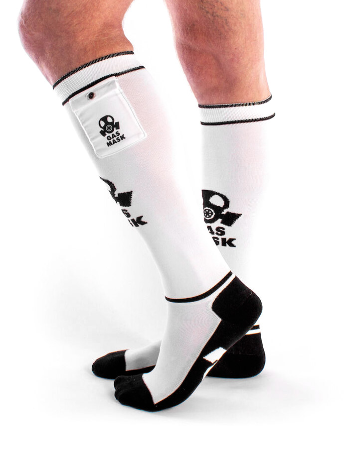 Brutus Party Socks with Pockets - Gas Mask White/black