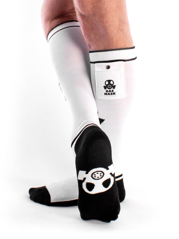 Brutus Gas Mask Party Socks with Pockets - White/black