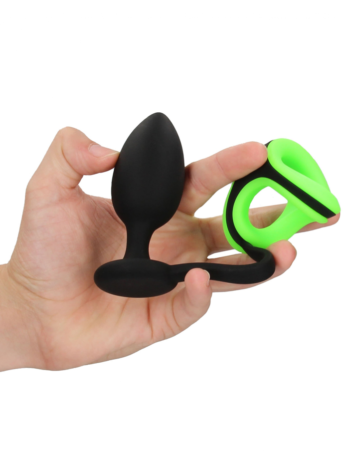 OUCH! Glow in the Dark - Butt Plug Cock Ring & Ball Strap