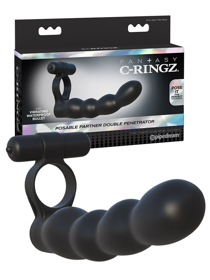 Fantasy C-Ringz - Posable Double Penetrator - czarny