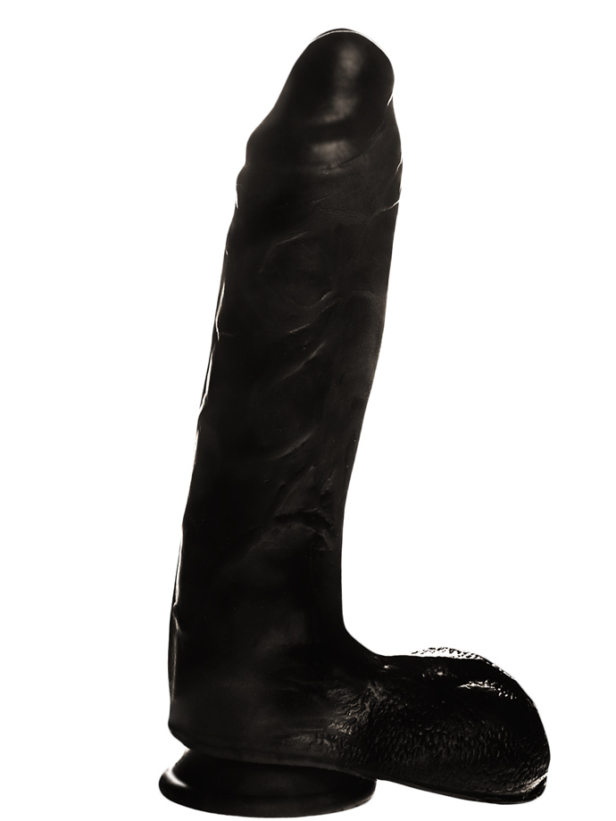 Penis Dildo Push z przyssawką - 22 cm - czarne