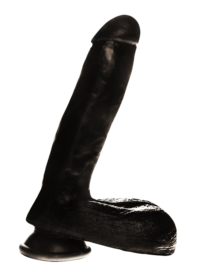 Penis Dildo Push z przyssawką - 21,5 cm - czarne