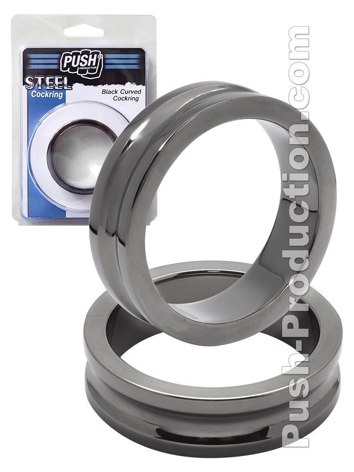 Pierścień erekcyjny Push Steel Curved - czarny