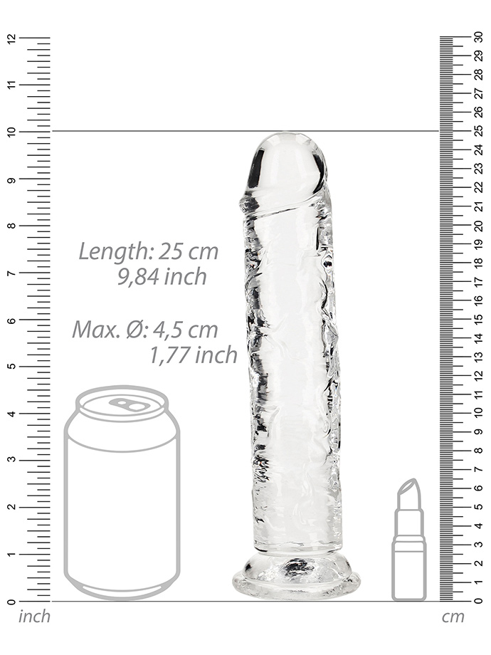RealRock - Dildo 9 inch without Balls - Crystal Clear