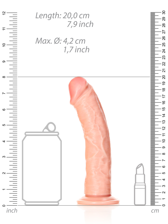 RealRock - Dildo 7 inch without Balls - Curved Ultra Skin