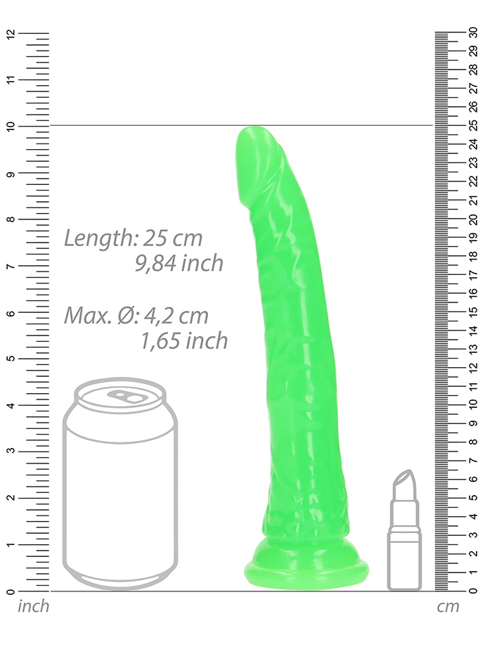 RealRock - Dildo 9 inch without Balls - Glow in the Dark