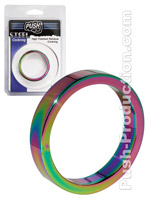 Cock Ring Push Steel - High Polished Rainbow - 10mm