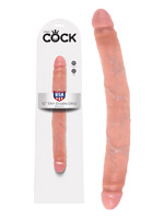Dwustronne dildo Slim 30 cm - King Cock - cieliste