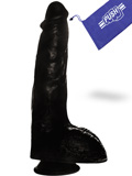 Penis Dildo Push z przyssawką - 23,5 cm - czarne